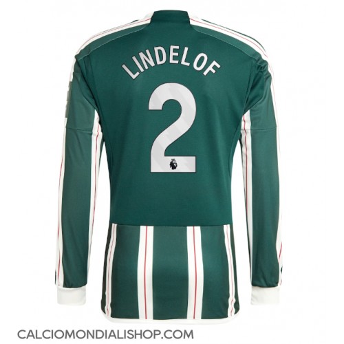 Maglie da calcio Manchester United Victor Lindelof #2 Seconda Maglia 2023-24 Manica Lunga